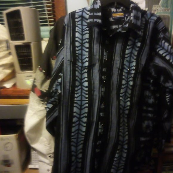 2 Western LS Dress Shirts Aztec Vintage 90's Panhandle Slim and High Noon - Picture 2 of 10